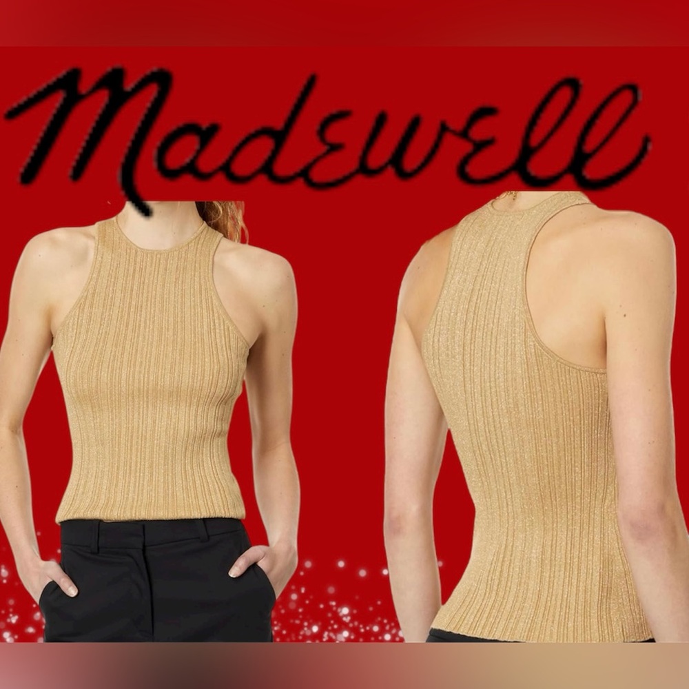 Madewell The Signature Shimmer Knit Cutaway Racerback Tank Top (NWT) - Picture 7 of 7